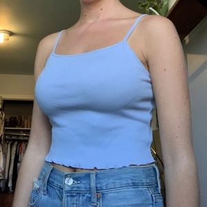 Blue lettuce hem crop tank